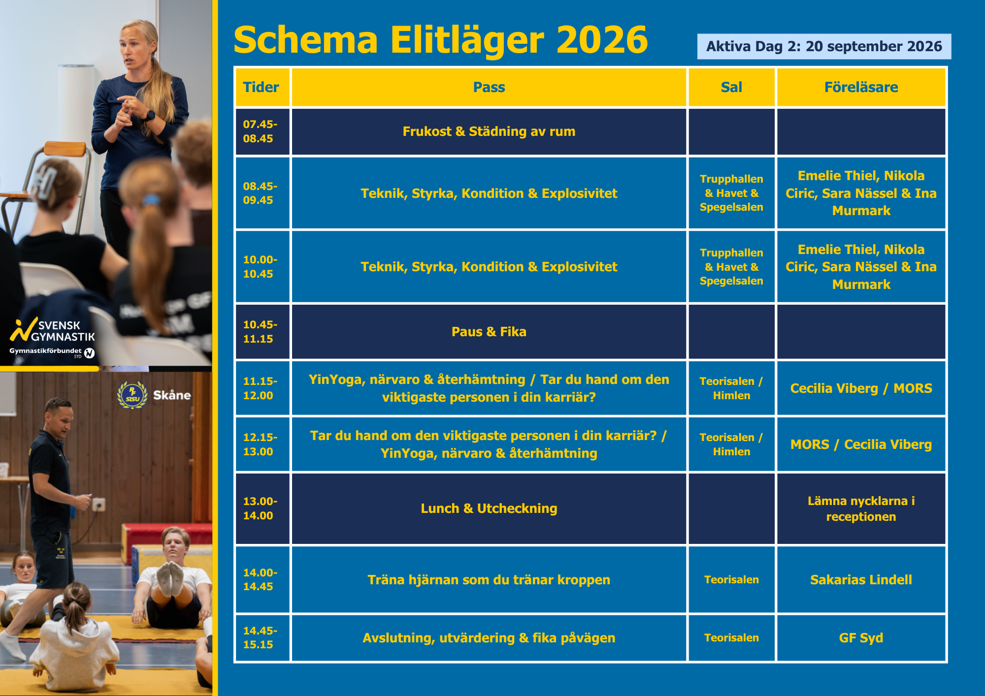 Schema aktiva dag 2 elitläger